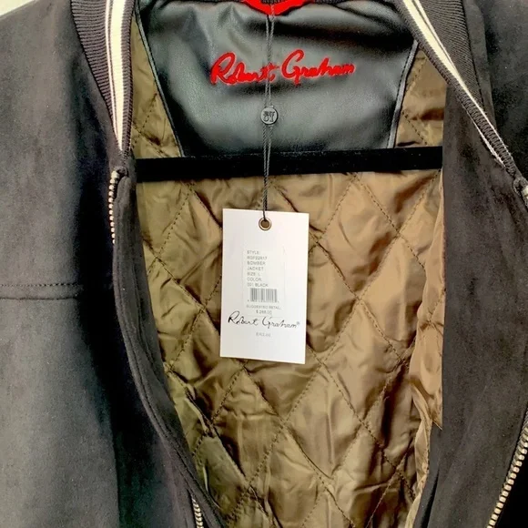 Robert Graham Faux Suede Varsity Jacket NWT - Picture 4 of 9